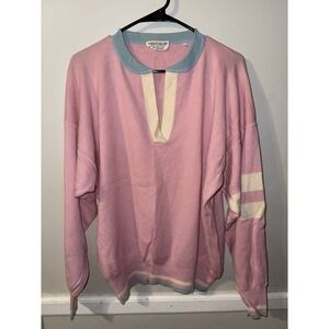 Nancy Heller Womens Size 1 100% Cashmere Sweater Pink V Neck Collar